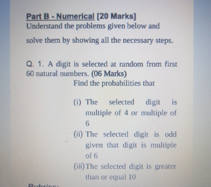 Solved Part B - Numerical [20 Marks] Understand the problems | Chegg.com