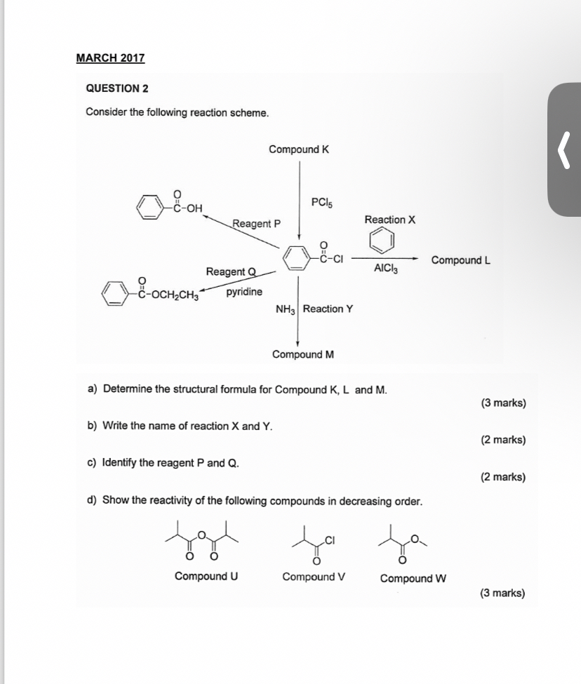 Solved MARCH 2017QUESTION 2Consider the following reaction | Chegg.com