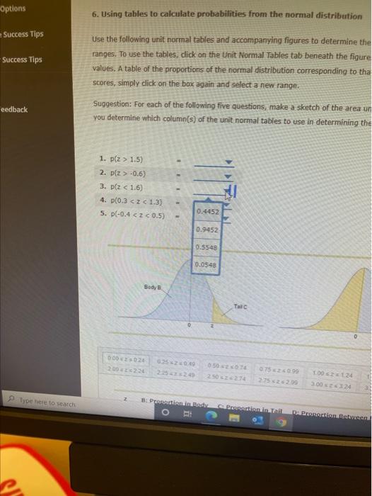 Solved 6. Using tables to calculate probabilities from the | Chegg.com