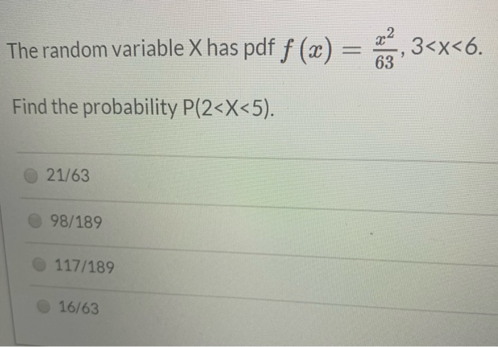 Solved The random variable X has pdf f ( Find the | Chegg.com