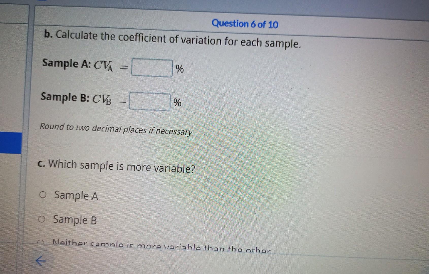 Solved Given Samples A And B Below, A. Calculate The Mean | Chegg.com