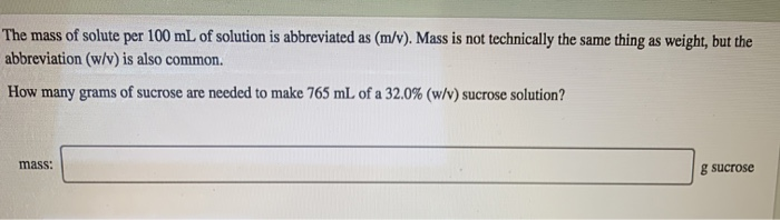 Solved The Mass Of Solute Per 100 Ml Of Solution Is