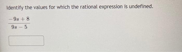 Solved Identify the values for which the rational expression | Chegg.com