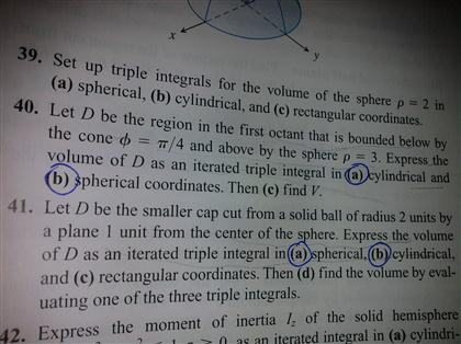 Set up triple integrals for the volume of the sphere | Chegg.com