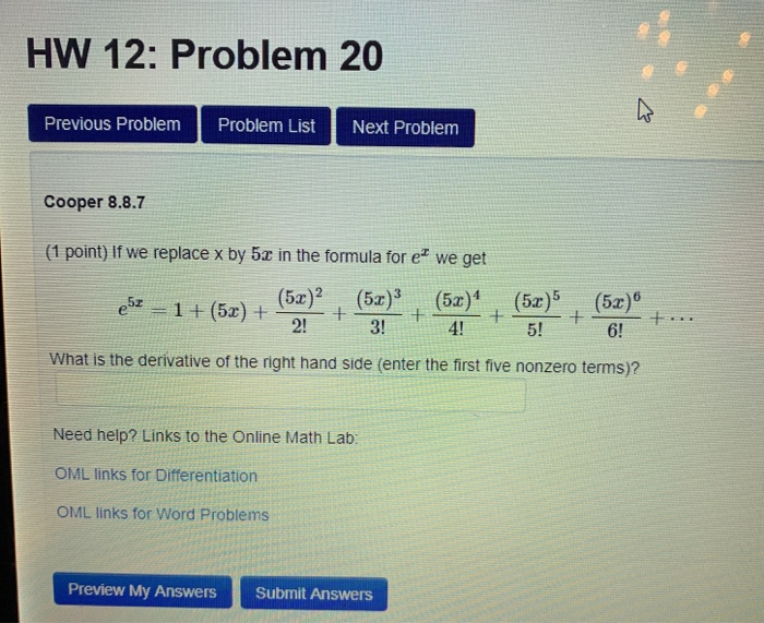 Solved HW 12: Problem 20 Previous Problem Problem List Next | Chegg.com