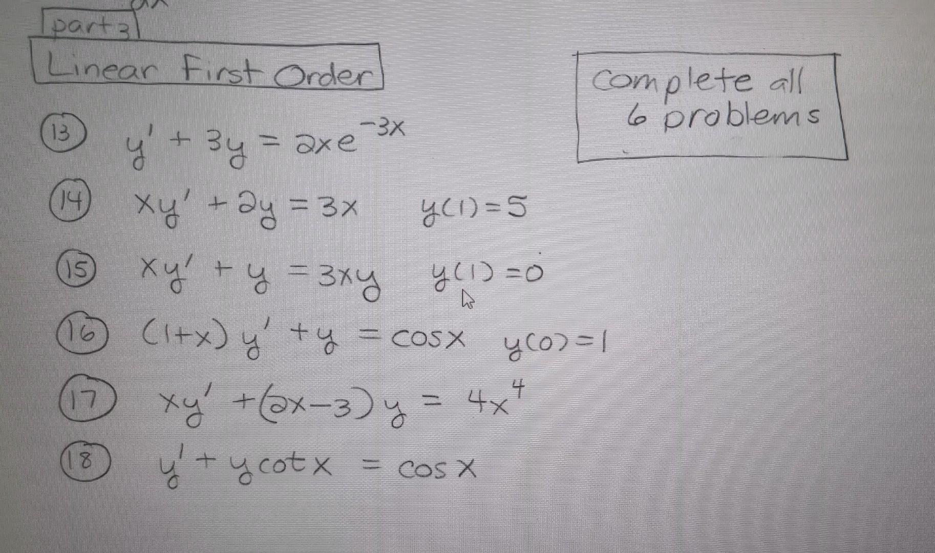 Solved Parts Linear First Order Complete All 6 Problems (13) | Chegg.com