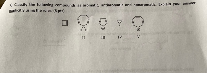 Solved 7) Classify The Following Compounds As Aromatic, | Chegg.com