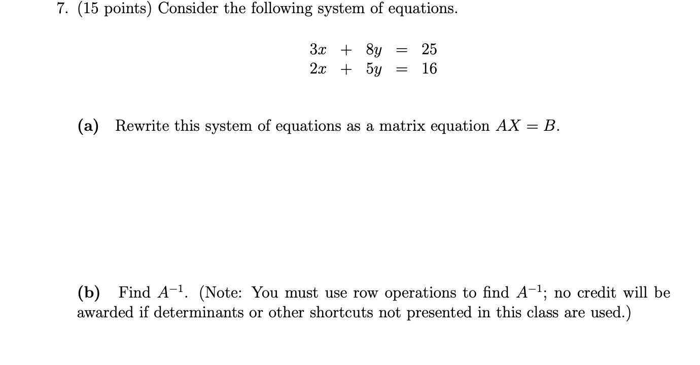 Solved (15 ﻿points) ﻿Consider the following system of | Chegg.com