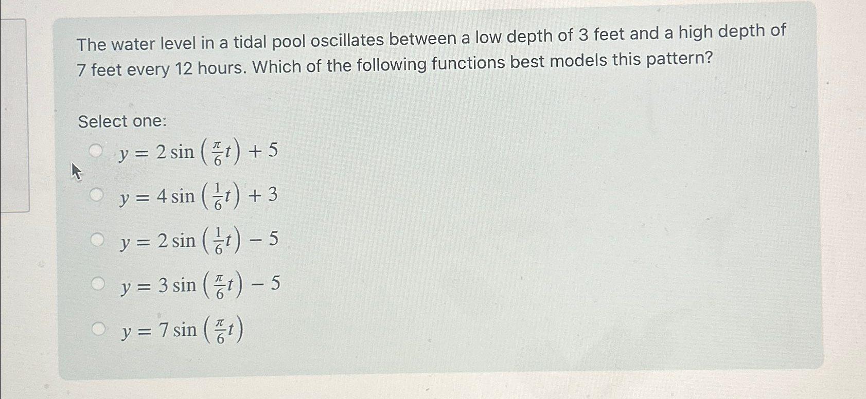 Solved The water level in a tidal pool oscillates between a | Chegg.com