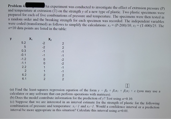 Solved Problem 4 An experiment was conducted to investigate | Chegg.com