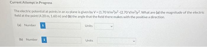 Solved The electric potential at points in an xy plane is | Chegg.com