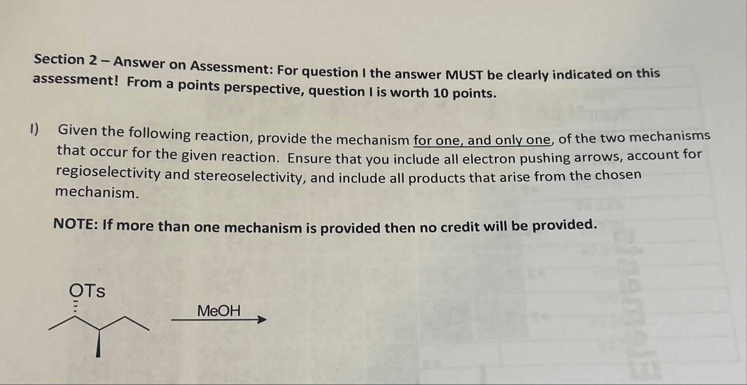 Solved Section 2 - ﻿Answer on Assessment: For question I the | Chegg.com