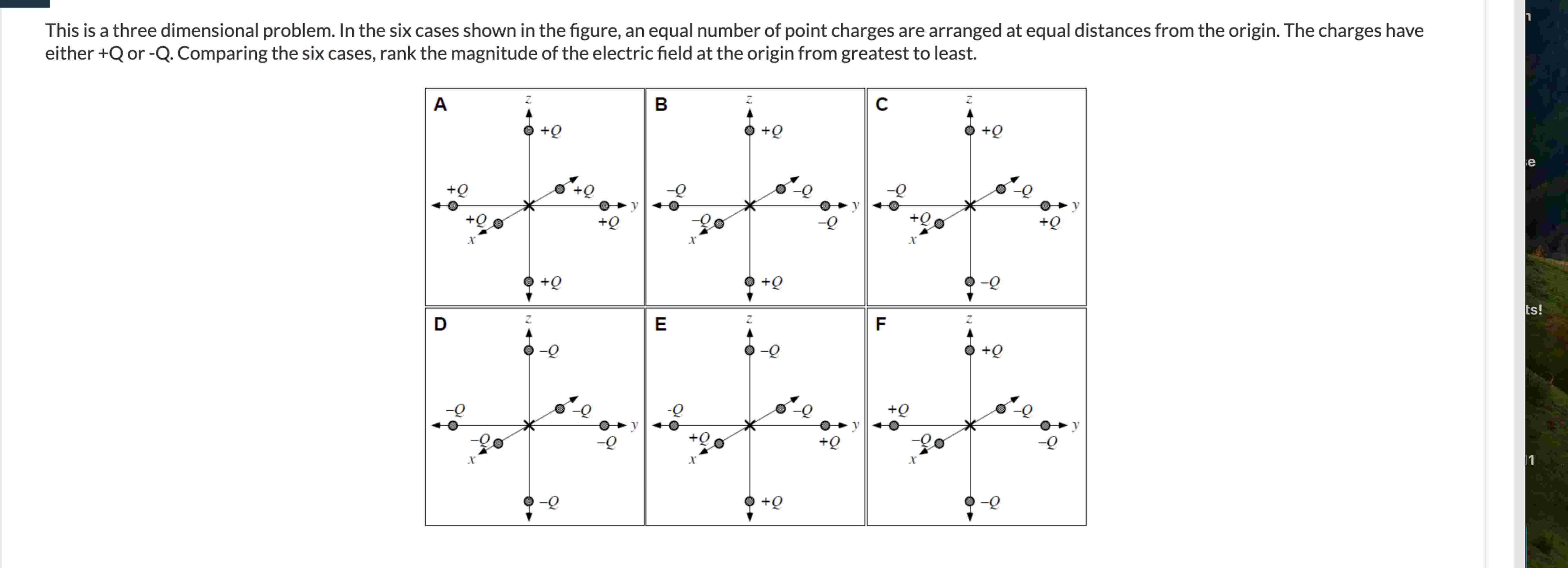 3d Problem 6 Solved This is a three dimensional problem. In the six cases | Chegg.com
