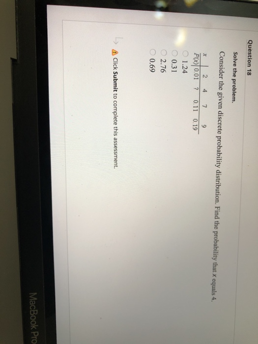 Solved Question 18 Solve The Problem. Consider The Given | Chegg.com