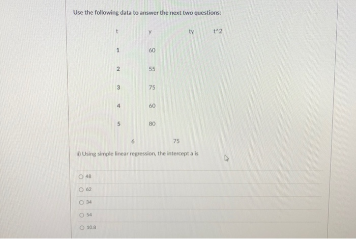Solved Use the following data to answer the next two | Chegg.com