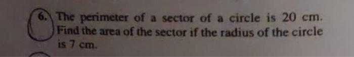 perimeter of sector of circle radius
