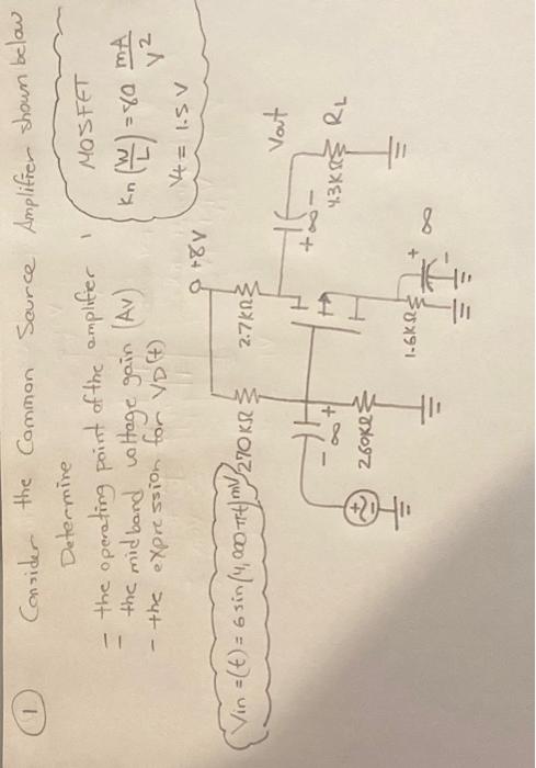 Solved Consider the Common Source Amplifier shown below | Chegg.com