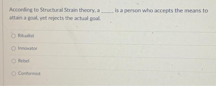 According to Structural Strain theory, a is a person | Chegg.com