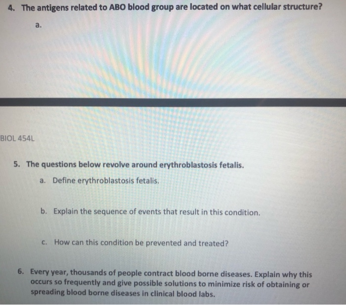 Solved 4. The antigens related to ABO blood group are