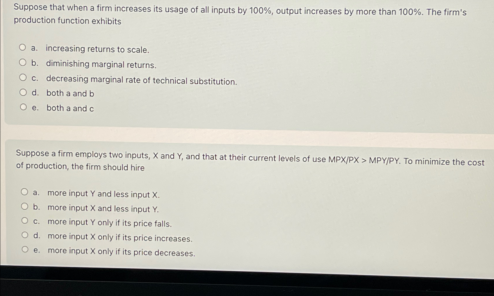 Solved Suppose that when a firm increases its usage of all | Chegg.com