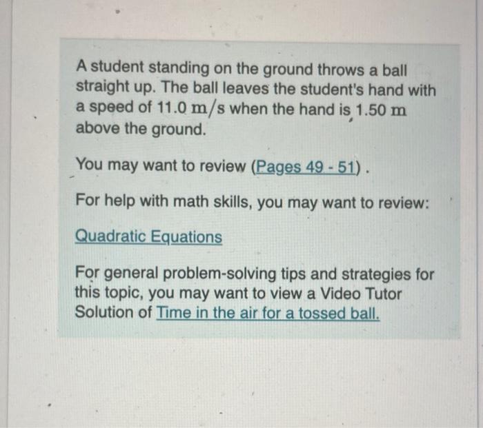 Solved A student standing on the ground throws a ball