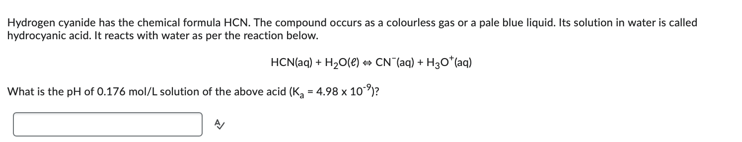 Solved Hydrogen cyanide has the chemical formula HCN. ﻿The | Chegg.com