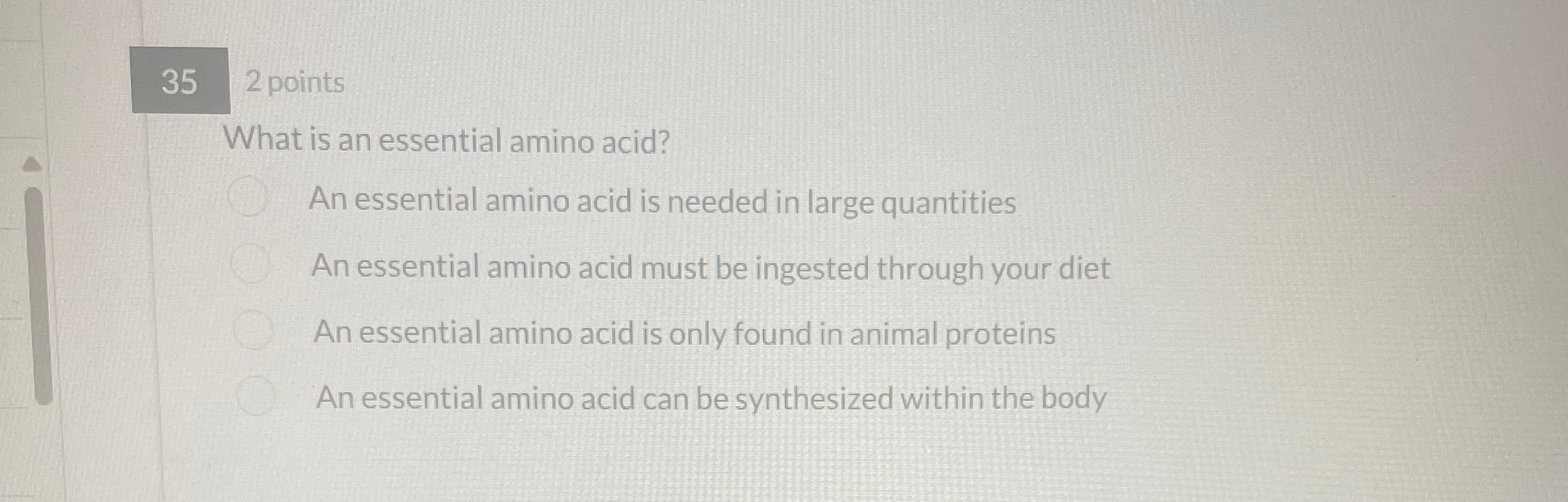 Solved 352 ﻿pointsWhat is an essential amino acid?An | Chegg.com