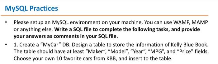 Solved Please setup an MySQL environment on your machine. | Chegg.com
