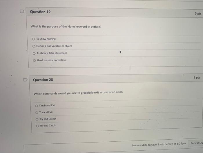Solved D Question 19 5 Pts What Is The Purpose Of The None Chegg