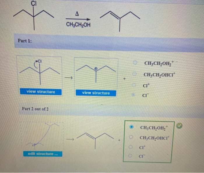 Solved A CH3CH2OH Part 1: CH3CH2OH, CH,CH,OHCI cit view | Chegg.com