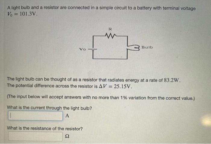 Solved A light bulb and a resistor are connected in a simple | Chegg.com
