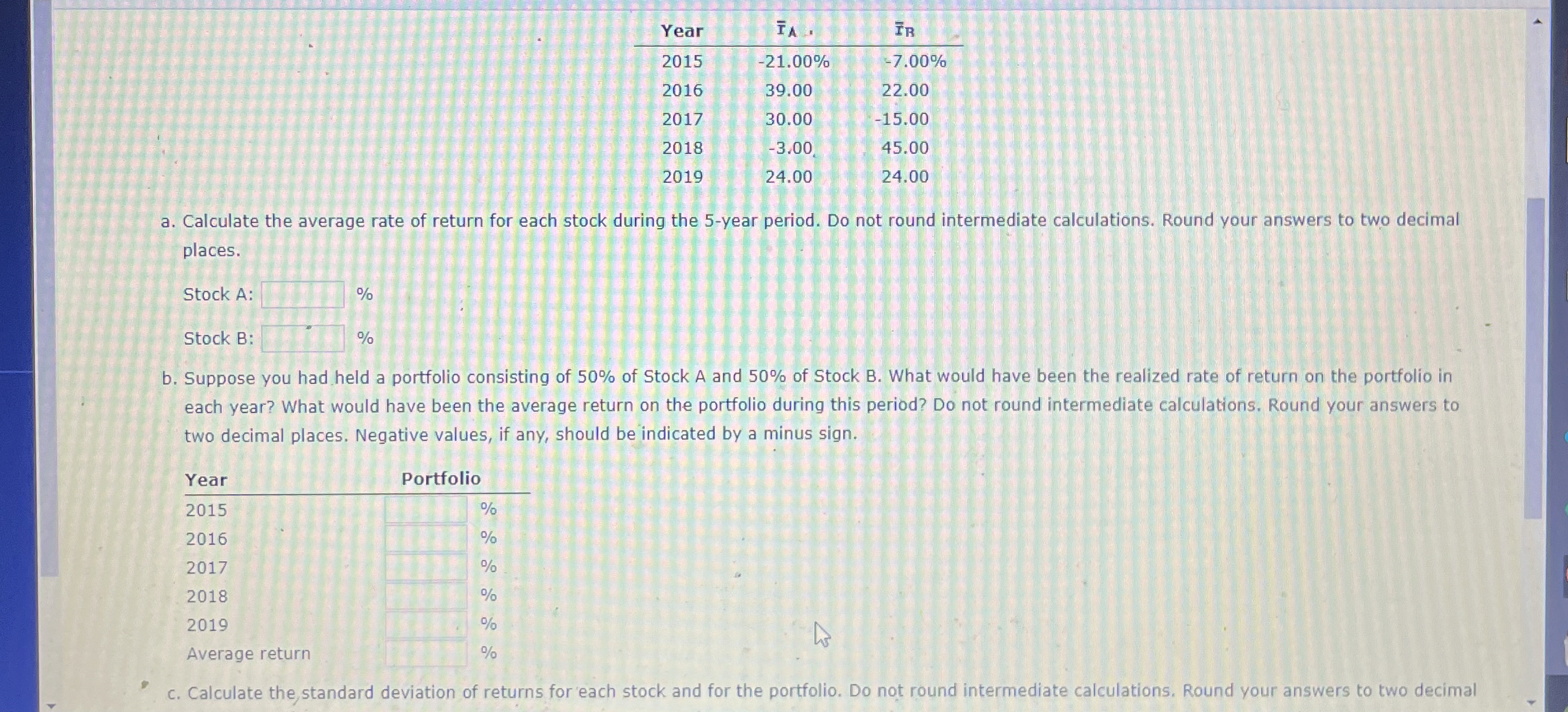 Solved a. ﻿Calculate the average rate of return for each | Chegg.com