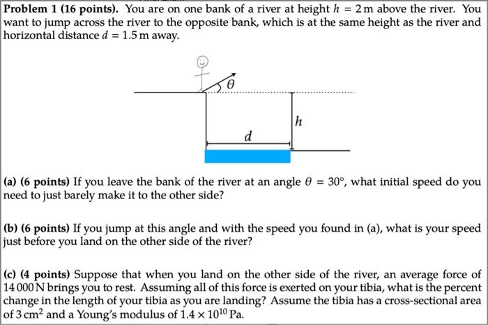 Solved Problem 1 (16 points). You are on one bank of a river | Chegg.com