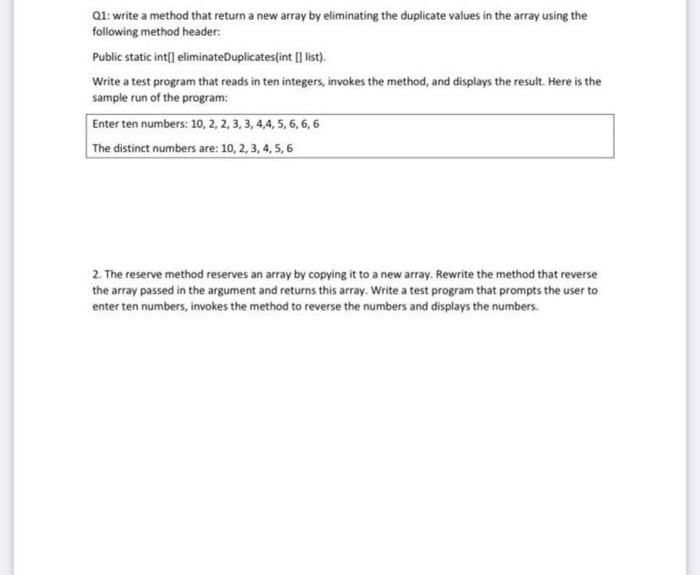 Solved Q1:write a method that return a new array by | Chegg.com