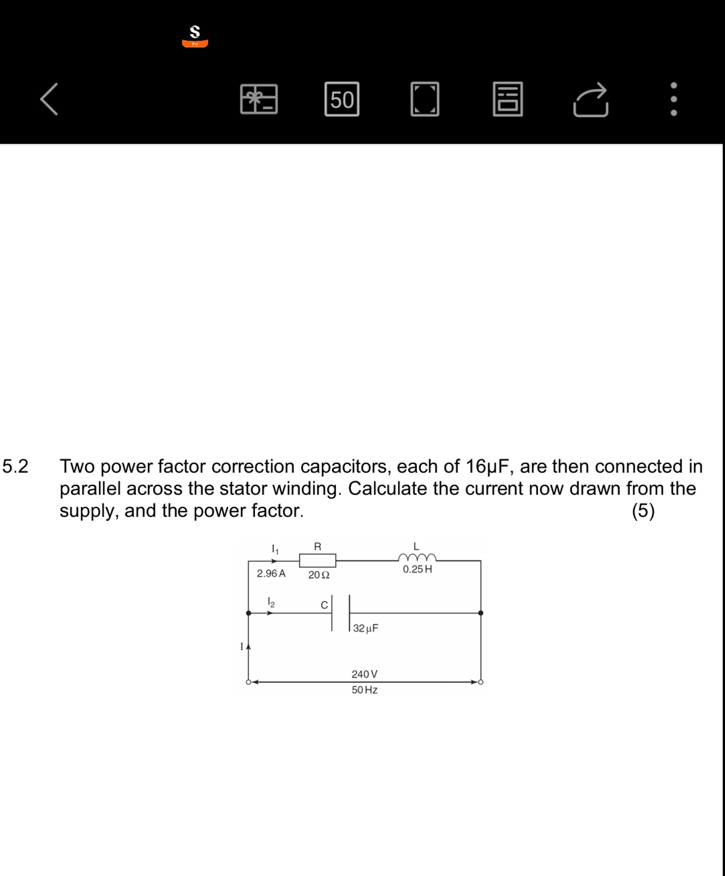Solved 5.2 ﻿Two power factor correction capacitors, each of | Chegg.com
