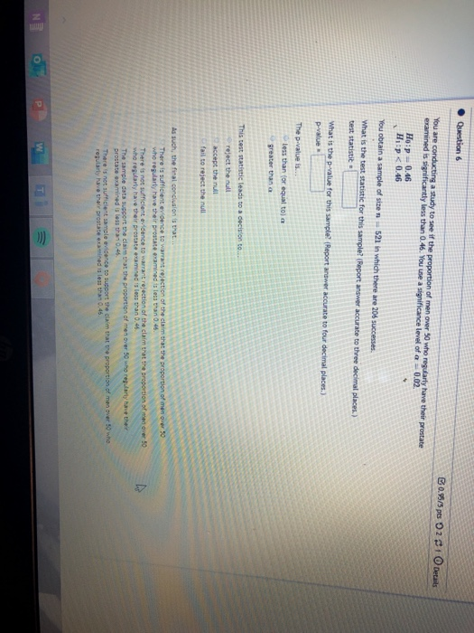 Solved Question 6 20.95/5 pe z i Details You are conducting | Chegg.com