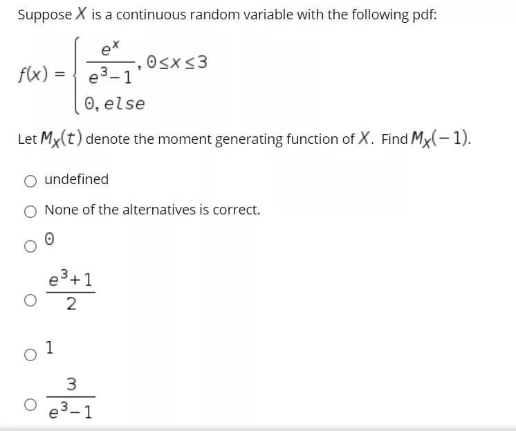 Solved Suppose X is a continuous random variable with the | Chegg.com