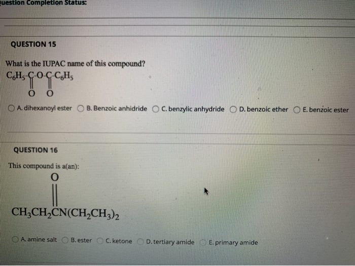 Solved QUESTION 13 This compound is aan) CH3CH2COOCH2CH2CH3 | Chegg.com