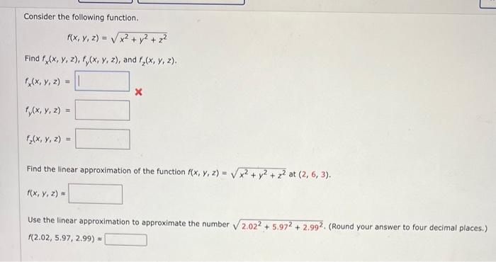 Solved Consider The Following Function F X Y Z X2 Y2 Z2