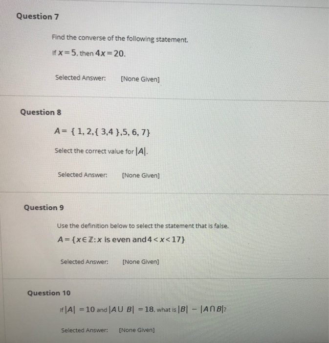Solved Question 2 For any two sets A and B. ANBC A. Selected | Chegg.com