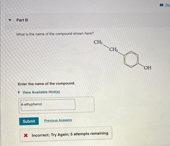 Solved What is the name of the compound shown here? Enter | Chegg.com