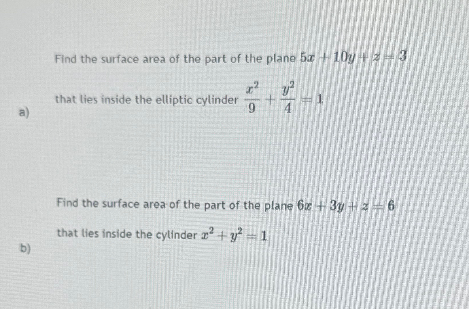 Solved Find the surface area of the part of the plane | Chegg.com