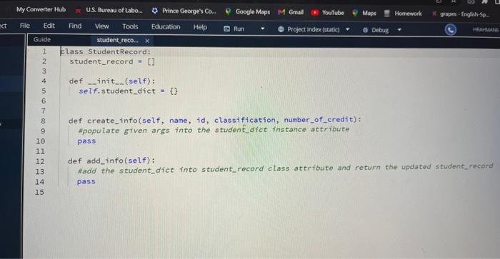 Solved 1. Student Record Background The CS department has | Chegg.com