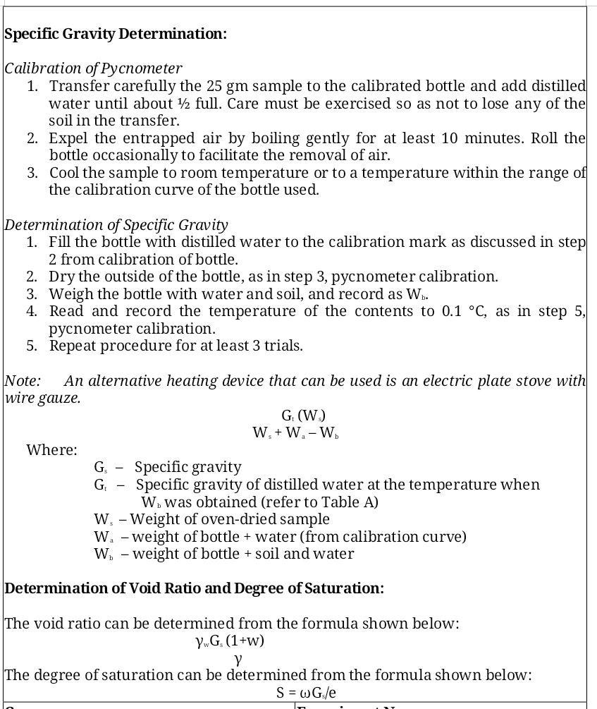 Solved Experiment No. 6 DETERMINATION OF WATER CONTENT, UNIT