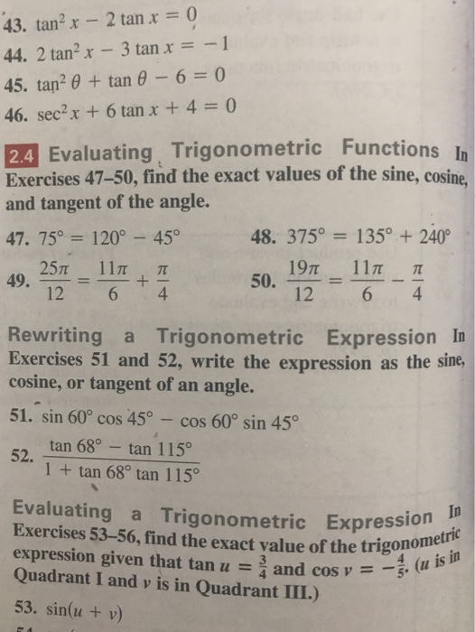 Solved 43 Tan X 2 Tan X 0 44 2 Tan X 3 Tan X 1 Chegg