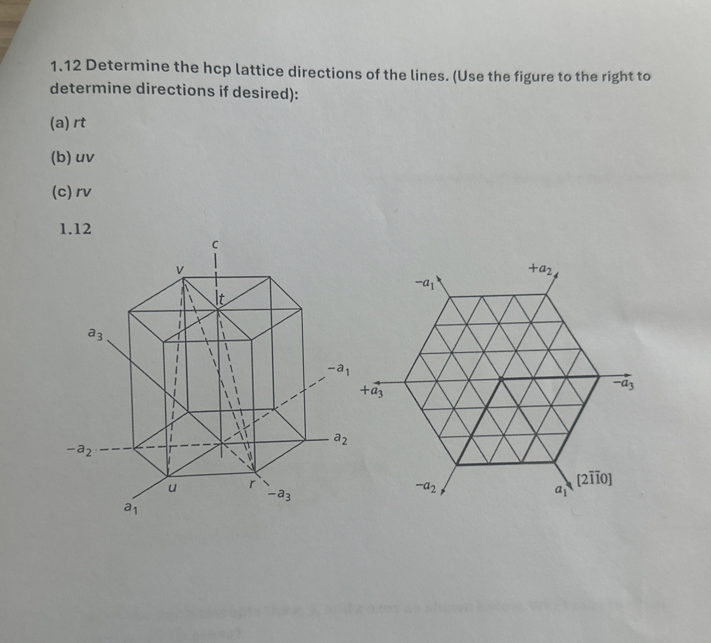 Solved 1.12 ﻿Determine the hop lattice directions of the | Chegg.com