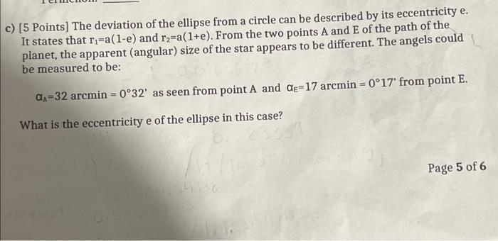 Solved c) [5 Points] The deviation of the ellipse from a | Chegg.com