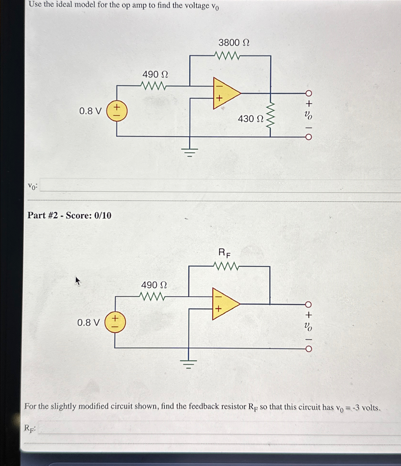 Solved Use the ideal model for the op amp to find the | Chegg.com