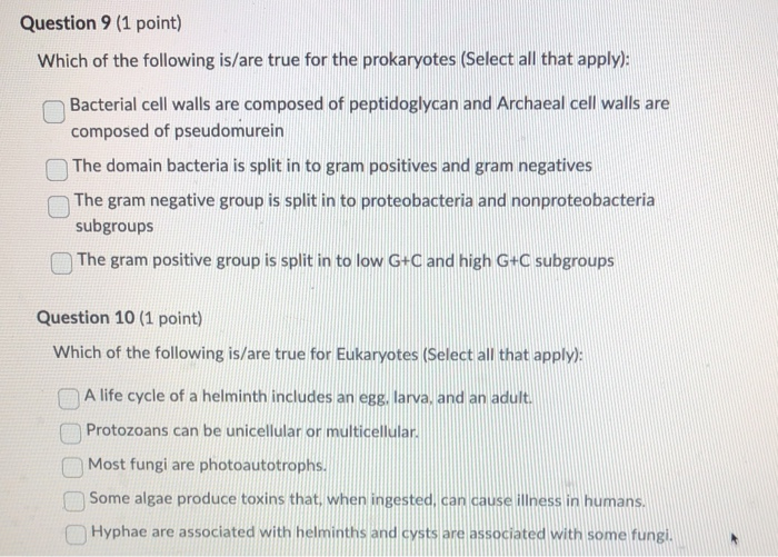 Solved Question 9 (1 point) Which of the following is/are | Chegg.com