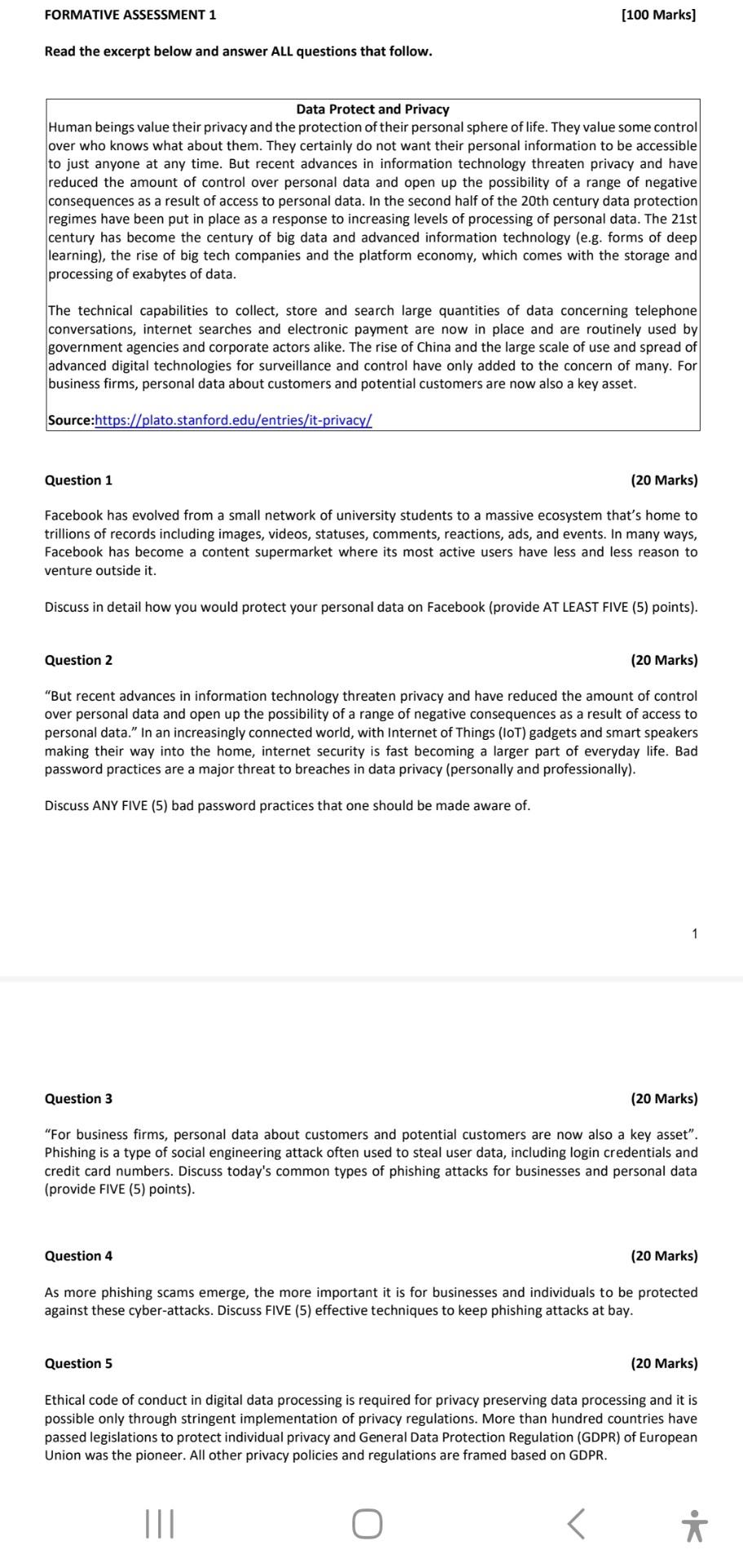 Solved Data Protect and Privacy Human beings value their